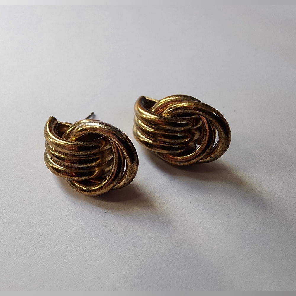 Golden Circle Earrings/Interlocking Circle Earrin… - image 3